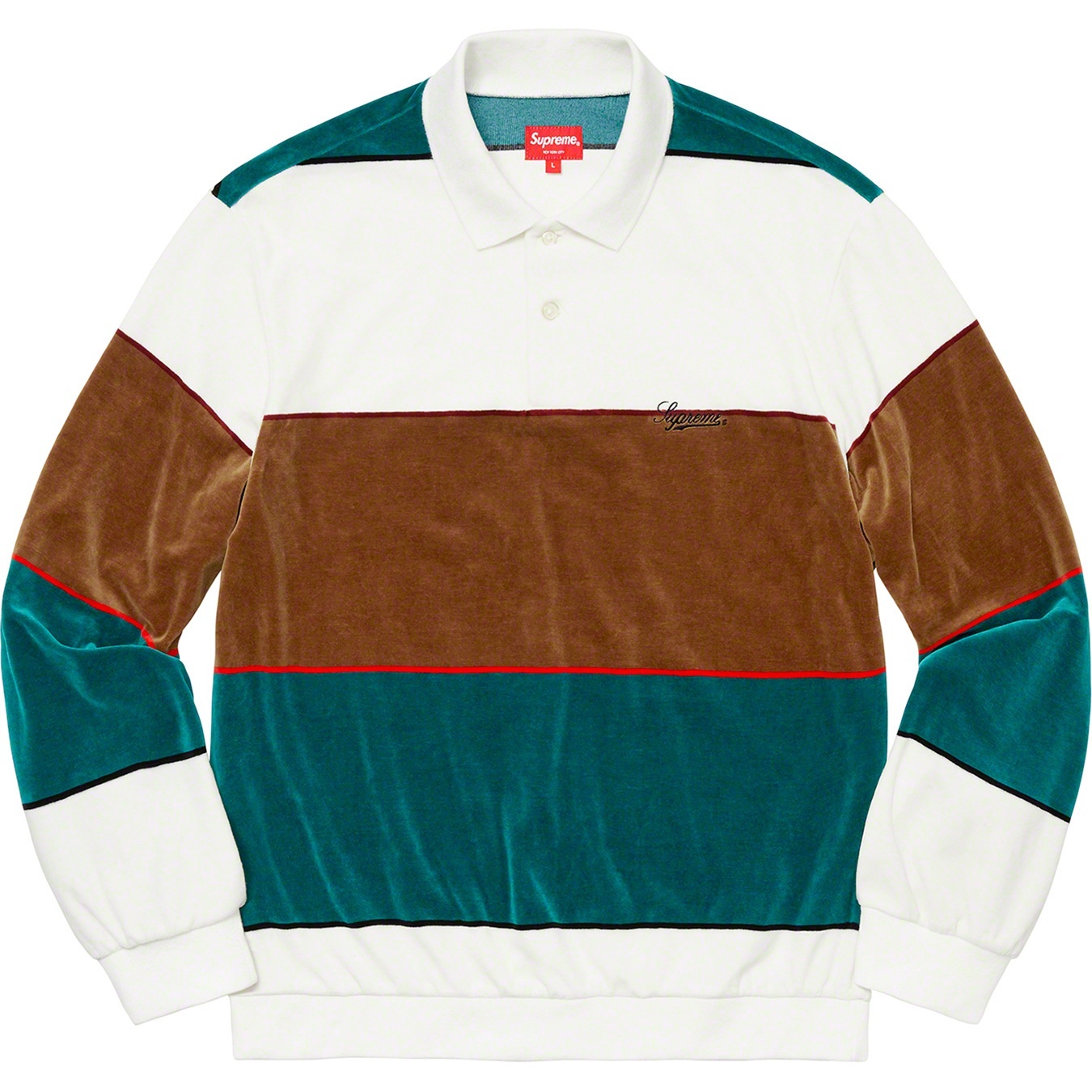 Stripe Velour L/S Polo view 3